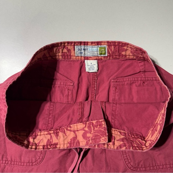 Old Navy Capri Pants Coral Twill Low Waist Vintage Crop Y2K 100% Cotton Sz 8 - Picture 7 of 8